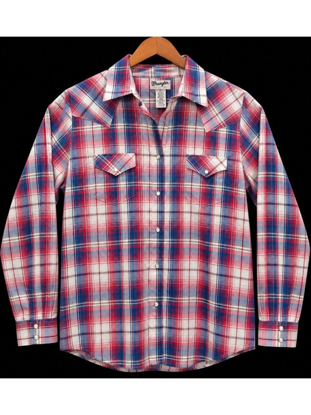 Wrangler Wrancher Shirt Mens XL Red Plaid Western Cowboy Pearl Snap Long Sleeve